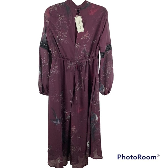 ASOS Hope & Ivy Long Sleeve Midi Maternity Dress with Crochet Trim - Picture 3 of 12